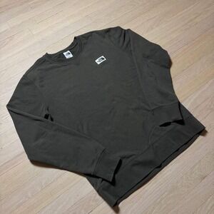 The North Face Mens Crewneck Sweatshirt Olive Green Logo Patch Pullover Large